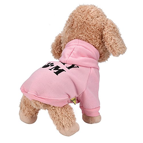 Clothes for Teacup Cotton Small T-Shirt Puppy Fashion Sweatshirt Costume Pet Blend Pet Small Dog Clothes Hooded Shirt Fleece Puppy Coat Apparel (Medium, Pink)