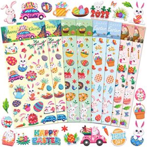 easter puffy stickers for kids, 180pcs cute easter 3d stickers for scrapbooking diy phone diary, including rabbit, egg, carrots, chicke and more