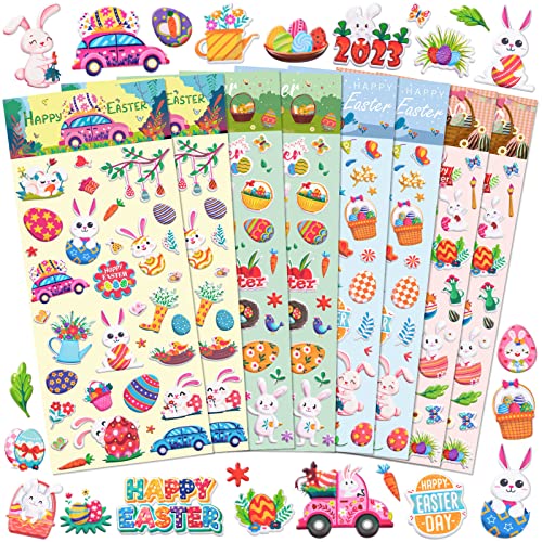 Easter Puffy Stickers for Kids, 180Pcs Cute Easter 3D Stickers for Scrapbooking DIY Phone Diary, Including Rabbit, Egg, Carrots, Chicke and More