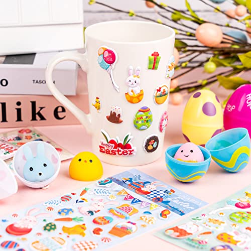 Easter Puffy Stickers for Kids, 180Pcs Cute Easter 3D Stickers for Scrapbooking DIY Phone Diary, Including Rabbit, Egg, Carrots, Chicke and More