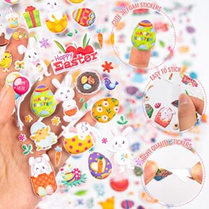 Easter Puffy Stickers for Kids, 180Pcs Cute Easter 3D Stickers for Scrapbooking DIY Phone Diary, Including Rabbit, Egg, Carrots, Chicke and More