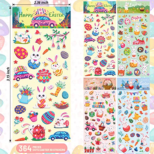 Easter Puffy Stickers for Kids, 180Pcs Cute Easter 3D Stickers for Scrapbooking DIY Phone Diary, Including Rabbit, Egg, Carrots, Chicke and More