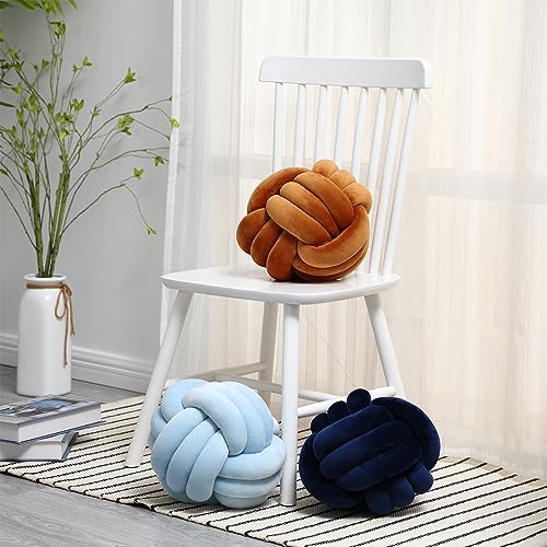 Petrella Knot Pillows Ball Round Throw Pillows Home Decor Cushion Decorative Aesthetic Throw Pillows，Caramel 8inch