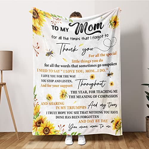 BeneCharm Gifts for Mom, Mom Birthday Gifts Blanket from Daughter Son 60"x50" - to My Mom Soft Cozy Throw Blanket for Thanksgiving, Christmas