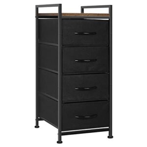 fabric dresser for bedroom vertical dresser storage tower nightstands dresser with 4 drawers organizer unit for hallway entryway living room closets with wood top (black)