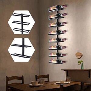 ETKEGHIP Wall Mount Wine Rack Organizer for 8 Bottles, Retro Wine Rack Home Decor Wine Storage Display Holder for Kitchen Pantry Dining Room Bar Wine Cellar