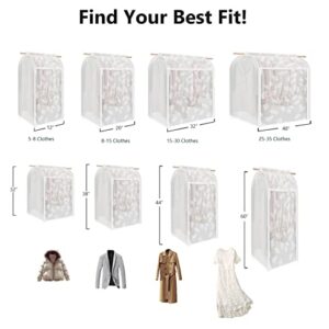 Garment Bags for Hanging Clothes Fully Sealed, Large Dustproof Hanging Clothing Storage Bags, Garment Cover Wardrobe Clothes Protector for Dress, Suit, Coat, Large Clothes (60"H×24"L×20"W, 2-Pack Translucent)