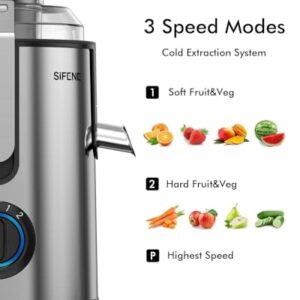 SiFENE Juicer Extractor, 3.2" Wide Mouth, Robust 800W Juicer Machine for Fresh Fruits and Vegetables, BPA-Free Stainless Steel, Quick Cleanup