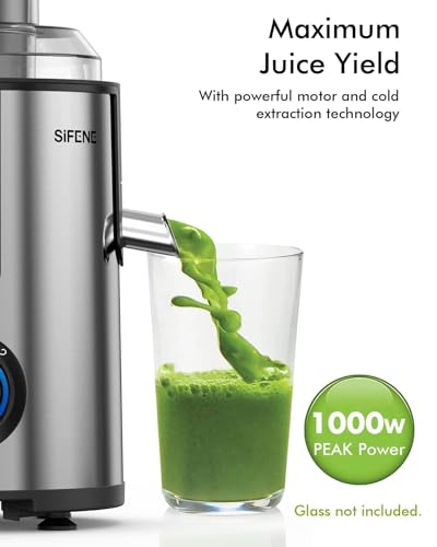 SiFENE Juicer Extractor, 3.2" Wide Mouth, Robust 800W Juicer Machine for Fresh Fruits and Vegetables, BPA-Free Stainless Steel, Quick Cleanup