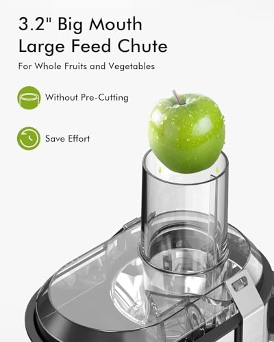 SiFENE Juicer Extractor, 3.2" Wide Mouth, Robust 800W Juicer Machine for Fresh Fruits and Vegetables, BPA-Free Stainless Steel, Quick Cleanup