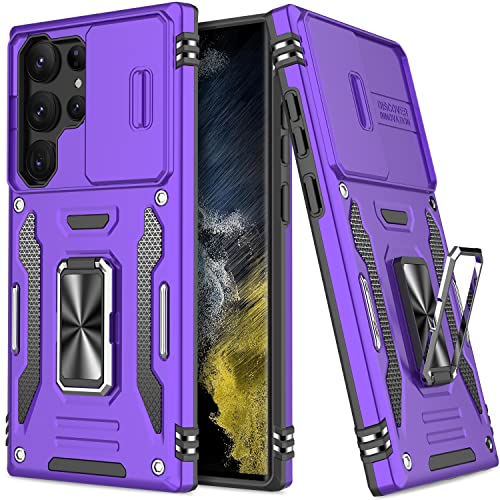 AUPAI Galaxy S23 Ultra Case with Camera Cover,Military Grade Heavy Duty Samsung S23 Ultra Cover Pass 16ft Drop Test Protective Phone Case with Kickstand for Samsung Galaxy S23 Ultra Purple