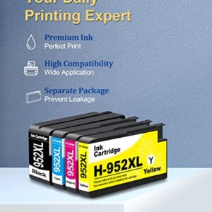 Remanufactured Ink Cartridges Replacement for HP 952 XL 952XL (Black Cyan Magenta Yellow 4-Pack) with No Block Version Chips