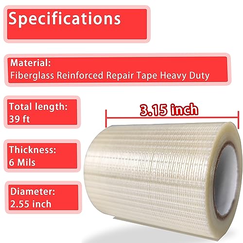 Birllaid 39FT RV Awning Repair Tape, Repair Tape for Canvas,Tent Repair Tape for Tarp, Boat Covers Repair Tape,RV Awning, Sail Tape, Tear Repair Pctch Kit, Waterproof