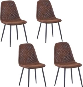 keivvakn brown dining chairs set of 4 fabric kitchen dining room chairs mid century modern upholstered dining chairs side chairs with back