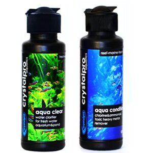 crystalpro-aqua clear aquarium water clarifier 4.22 oz bundle with aqua conditioner aquarium water conditioner to treat tap water 4.22 oz for freshwater aquariums and fish ponds