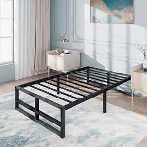 Vellieve Twin Bed Frame 14” Metal Platform Bed with Storage, Heavy Duty Steel Slats Support, 1000 lbs Weight Capacity, No Box Spring Needed, Noise Free, Non-Slip, Easy Assembly, Black