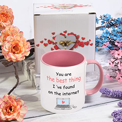 You Are The Best Thing I Found Online Mug Valentines Day Gifts for Her Girlfriend Wife Funny Valentines Gift for Girlfriend, Wife, Women 11 Ounce Pink Handle