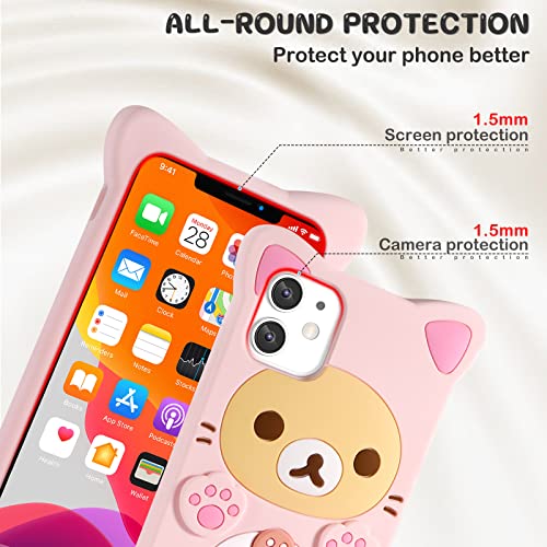 STSNano Kawaii Phone Case for iPhone 11 6.1''3D Cute Cartoon Bear Phone Case Fashion Cool Funny Bear Soft TPU Protective Case for iPhone 11 Silicone Cover for Women Girls Kids PK