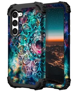 hocase for galaxy s23 plus case, shockproof heavy duty protection soft silicone rubber bumper+hard plastic hybrid protective case for samsung galaxy s23 plus (6.6") 2023 - mandala in galaxy