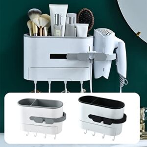 Hair Dryer Holder Wall Mounted - Blow Dryer Organizer for Bathroom, Towel Toothbrush Toothpaste Comb Blow Dryer Holder Organizer Storage Hanging Shelf Rack Stand, for Bathroom