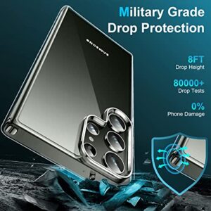 SPIDERCASE for Samsung Galaxy S23 Ultra Case, with 2 Pcs Camera Lens Protector & 2 Pcs Soft Screen Protector, [Anti-Yellowing] [Military Grade Shockproof] Slim Thin Galaxy S23 Ultra Case-Clear