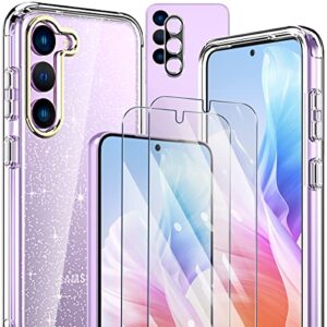 hocase for galaxy s23 plus case, (with 2 screen protectors + 1 camera protector) shockproof soft tpu+hard plastic full body protective case for samsung galaxy s23 plus 5g (6.6") 2023 - glitters