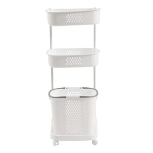 removable basket laundry cart with clothes rack, multi-layer clothes storage laundry basket, bathroom rolling household dirty clothes baskets stand for bathroom laundry (style2)