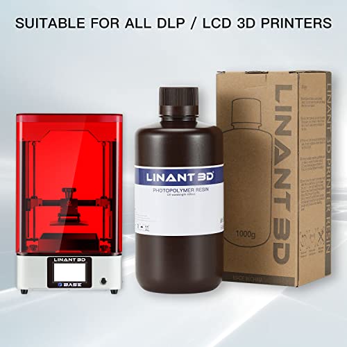 LINANT 3D Printer Resin, 405nm SLA UV-Curing Resin, High Precision & Rapid Photopolymer for LCD/DLP/SLA 3D Printing(Peach Orange, 1kg) (Peach Orange)