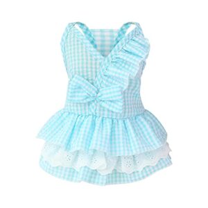 girl dogs clothes small cotton pet dog dress spring and summer pet clothes spring cute pet supplies cotton bow skirt extra small dog dress
