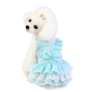 Girl Dogs Clothes Small Cotton Pet Dog Dress Spring and Summer Pet Clothes Spring Cute Pet Supplies Cotton Bow Skirt Extra Small Dog Dress