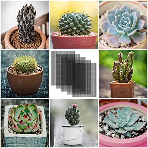 Flower Pot Hole Mesh Pad, 5Pcs 11.8 x 7.8 inch Rigid Polyethylene Squares Garden's Drainage Mesh Hole Screens, Mesh Pads for Pots, DIY Drainage Netting Pot Bottom Grid Mat, Keep Soil from Flowing Away