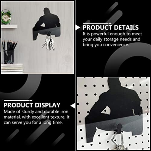 TEHAUX 2 pcs Art Wall Heavy Unique Storage Man Mounted Home Iron Towel Wrought Doorway Black Decorative Human-Shaped Shaped Decoration Clothes-Hook Clothes Funny Chic Duty Shape