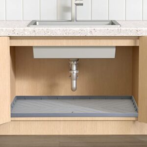 syrisio premium under sink mats for kitchen waterproof - 34" x 22", holds up to 3 gallons, under kitchen sink mat, silicone under sink liner, under kitchen sink organizer