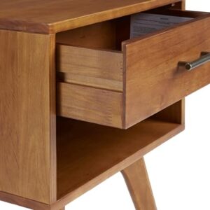 Camaflexi Mid Century Modern One Drawer Nightstand, Castanho