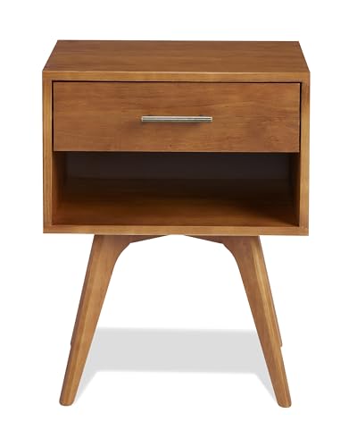 Camaflexi Mid Century Modern One Drawer Nightstand, Castanho