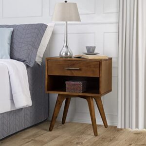 Camaflexi Mid Century Modern One Drawer Nightstand, Castanho