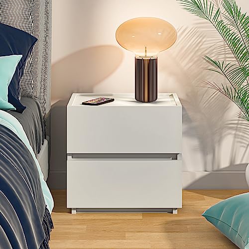 furtble Stackable 2 Drawer Dresser, Small Dresser for Closet, Modern Nightstand for Bedroom, End Table with Storage Drawer for Entryway, Beside Furniture Drawer Chest, 15.8 in, White