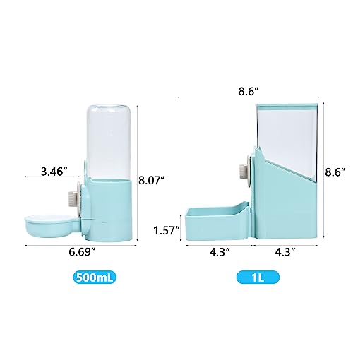 PStarDMoon Bunny Automatic Food Feeder& Water Dispenser & Rabbit Hay Feeder Bag, Gravity Auto Feeder Water Set for Small Dog Cat Small Animals Rabbit Chinchilla Guinea Pig Hedgehog Ferret (Blue)