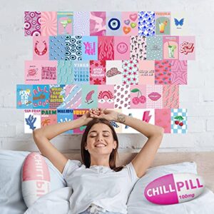 Chill Pill Pillow - White Elephant Gift, Cute Preppy Pillows for Preppy Room Decor Y2K Fashion Room Decor Aesthetic,Birthday Gifts for Nurses Doctors Wife Med Student (Pink)