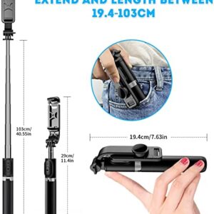 Selfie Stick Tripod with Remote Phone Recording Stand, Travel Tripod for iPhone Cell Phones, Cellphone Filming Tripod Travel Necessories Gift for Men Women, Tripode para Celulares Tripie para Celular