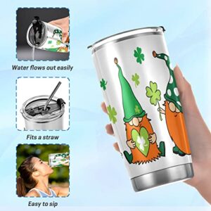 xigua St.patrick's Day Cartoon Gnome 20oz Tumbler with Lid and Straw,Vacuum Insulated Stainless Steel Water Cup,Hot and Cold Drink Cup for Car,Sports, Household, Travel 1