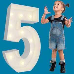 3ft marquee light up numbers pre-cut frame giant marquee numbers 5, mosaic numbers for balloons, 15th 25th 50th 65th birthday decorations for women men, 50th anniversary decorations, party decor