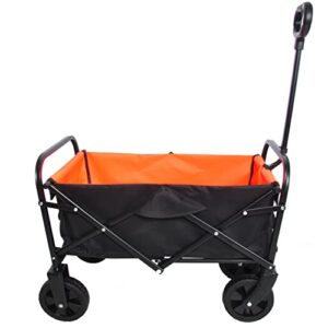 hjrtflxc folding cart that does not need to be assembled station wagon, grocery cart (orange+black mini cart) (black+orange mini cart)