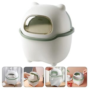 UPKOCH Round Dining Table Mini Animal Desktop Trash Can Swing Lid Small Paper Wastebasket Tabletop Garbage Bin Round Countertop Trash Container for Home Office Plastic Bins