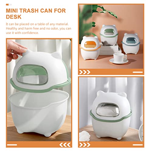 UPKOCH Round Dining Table Mini Animal Desktop Trash Can Swing Lid Small Paper Wastebasket Tabletop Garbage Bin Round Countertop Trash Container for Home Office Plastic Bins