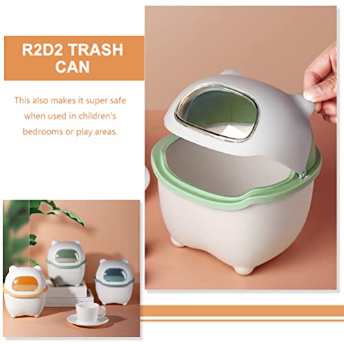 UPKOCH Round Dining Table Mini Animal Desktop Trash Can Swing Lid Small Paper Wastebasket Tabletop Garbage Bin Round Countertop Trash Container for Home Office Plastic Bins