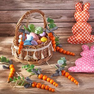 20 Pcs Wooden Bead Carrots Rustic Beaded Carrots Easter Decor for Tiered Tray Farmhouse Spring Tray Filler Easter Carrot Hanging Ornaments for Easter Spring Home Kitchen Decorations