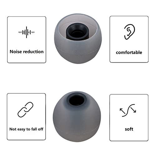 CYADCI Replacement Earbud Tips Ear Bud Replacement Pieces Silicone Soft and Comfortable Fit for Inner Hole from 3.8mm - 5.1mm Earphones 9 Pairs Medium Earbud Tips,Gray-Black