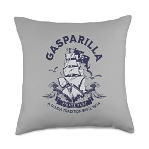 gasparilla pirate merch gasparilla fest souvenir pirate ship tampa florida throw pillow, 18x18, multicolor