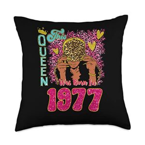 queen was born in 1977 46 years old 46th birthday 46 years old this queen was born in 1977 46th birthday throw pillow, 18x18, multicolor